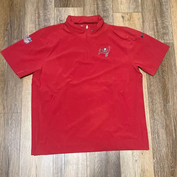 Tampa Bay Buccaneers Nike NFL On Field Pullover Mens Red XL Football Hide A Hood - Picture 1 of 11